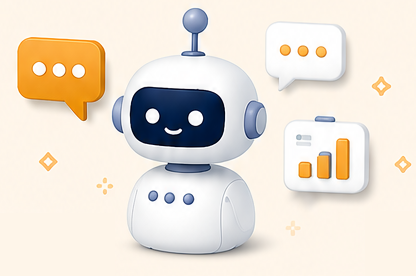AI活用コンサルタントイラスト（ロボット・チャット吹き出し）